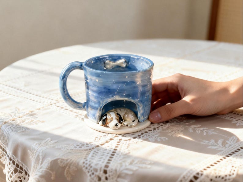 Handmade Ceramic Custom Pet Mug, Personalized Pet Mug from Photo, 3D Pet Figurine Mug