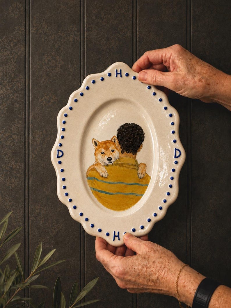 Custom Hand-Painted Pet Portrait Ceramic Plate