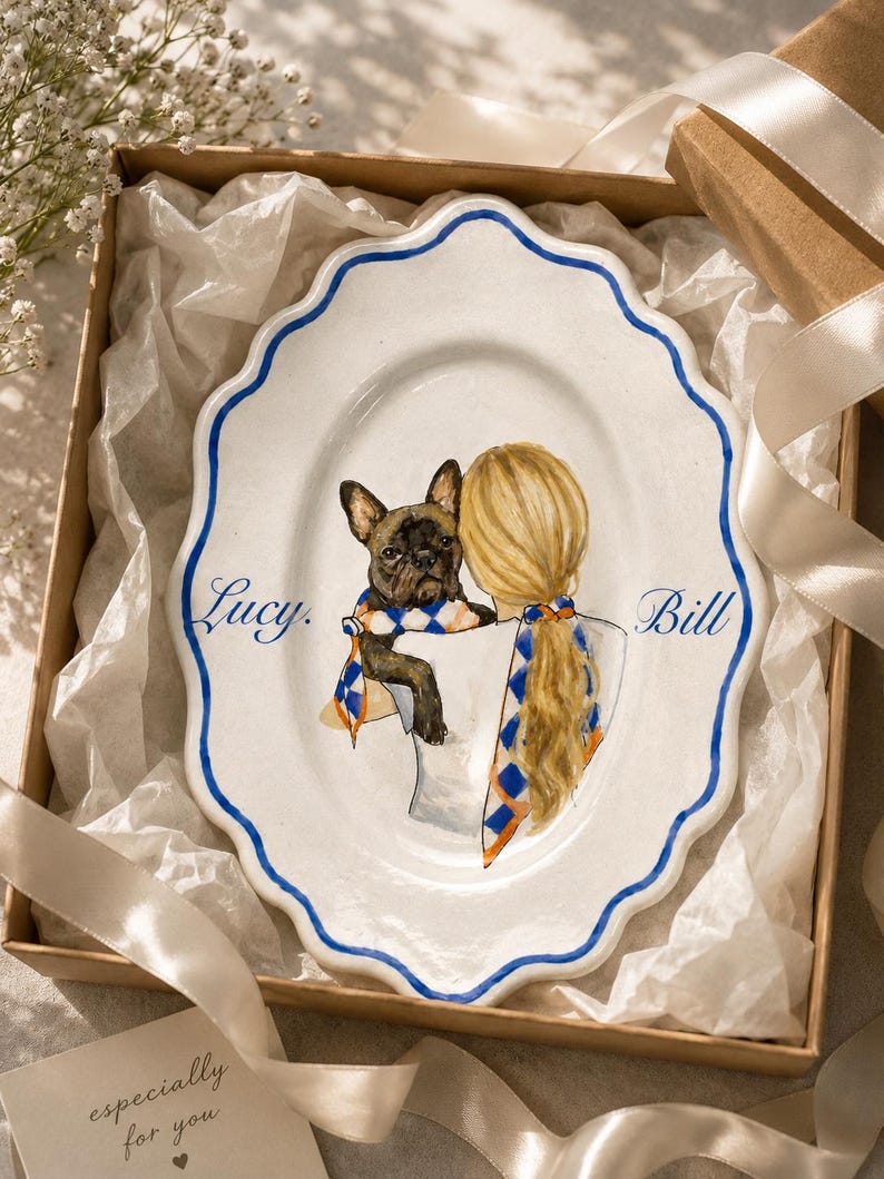 Custom Hand-Painted Pet Portrait Ceramic Plate