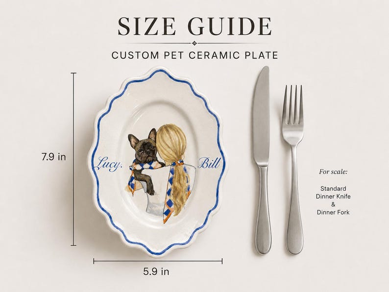 Custom Hand-Painted Pet Portrait Ceramic Plate