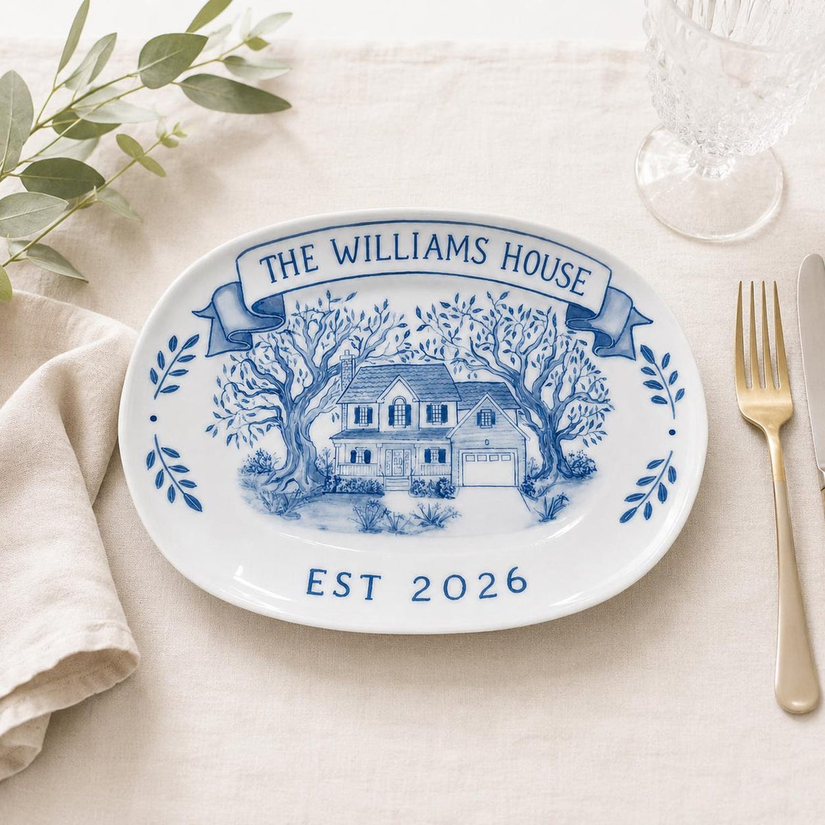 100% Hand Painted House Plate - Watercolor Art by PaintMySoul