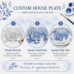 100% Hand Painted House Plate - Watercolor Art by PaintMySoul