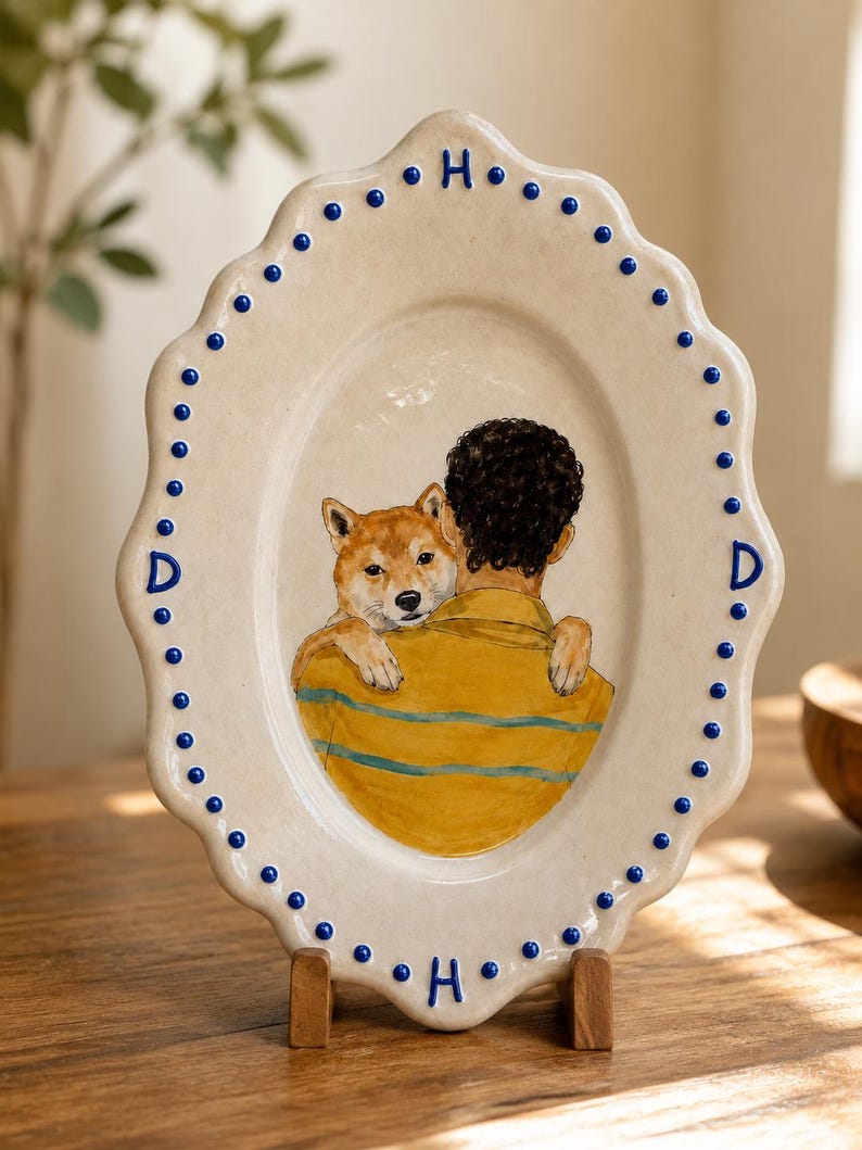 Custom Hand-Painted Pet Portrait Ceramic Plate