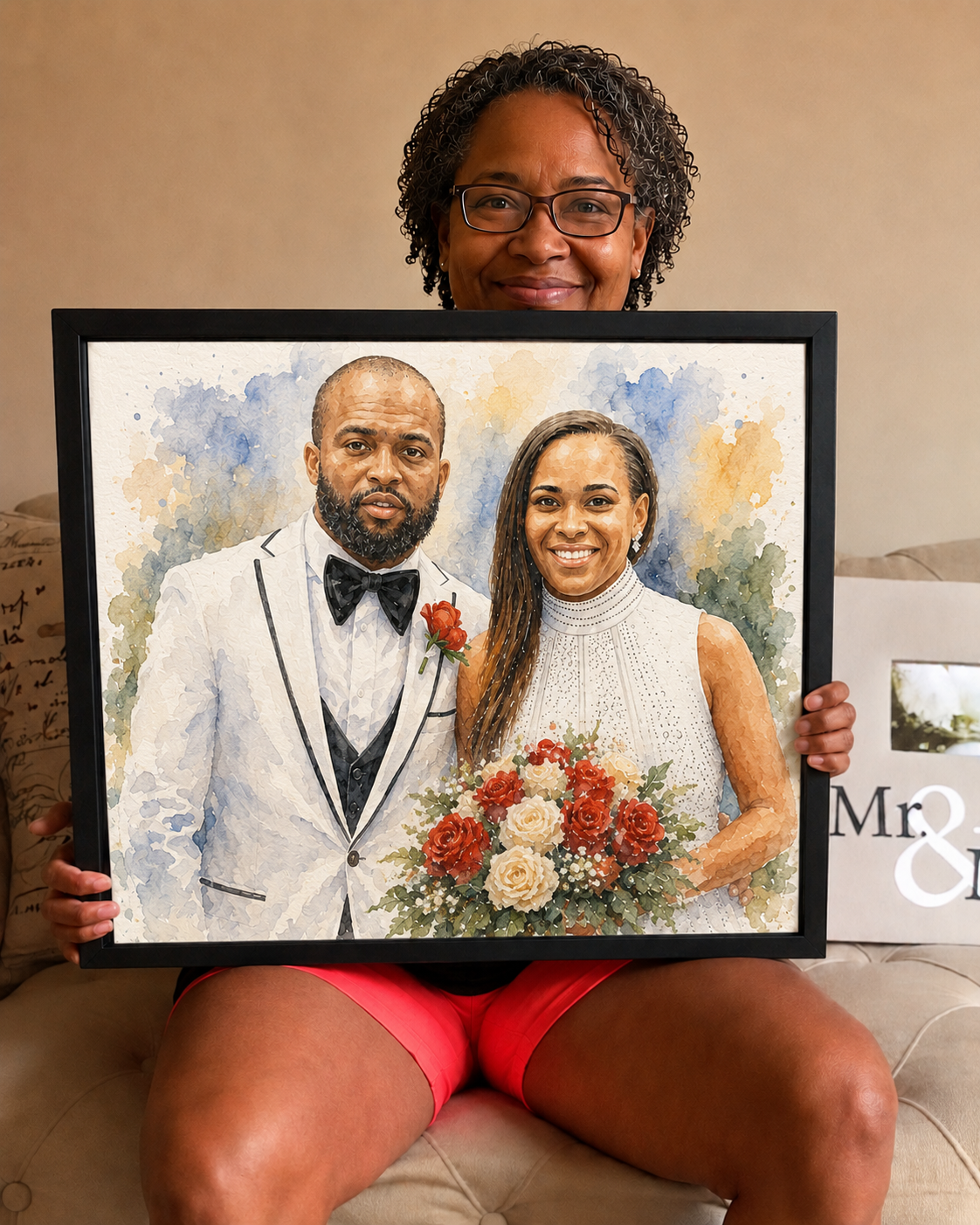 Custom Watercolor Couple Portrait