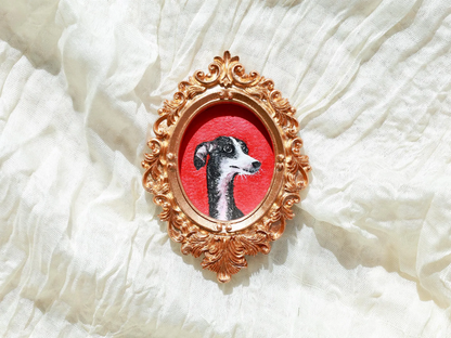 Custom hand-painted pet portraits  | Custom vintage-style refrigerator magnets
