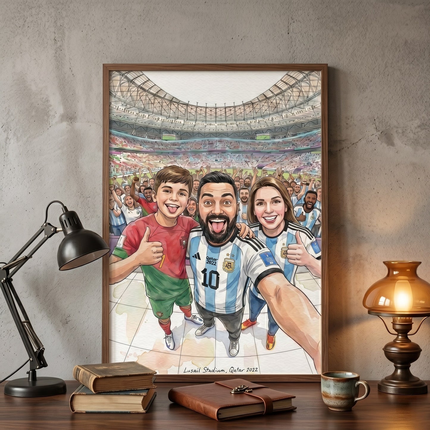 Hand Painted Football Fan Art, Personalized Soccer Gift, Team Supporter Keepsake