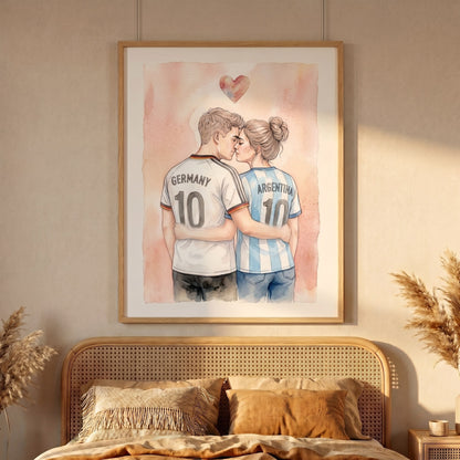 Hand Painted Football Fan Art, Personalized Soccer Gift, Team Supporter Keepsake