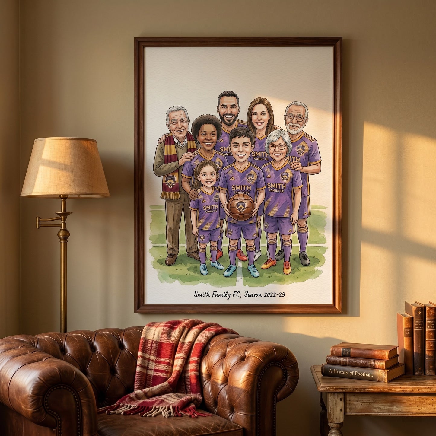 Hand Painted Football Fan Art, Personalized Soccer Gift, Team Supporter Keepsake