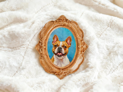 Custom hand-painted pet portraits  | Custom vintage-style refrigerator magnets