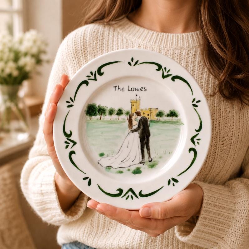 Custom Wedding Plate & Ring Dish Set