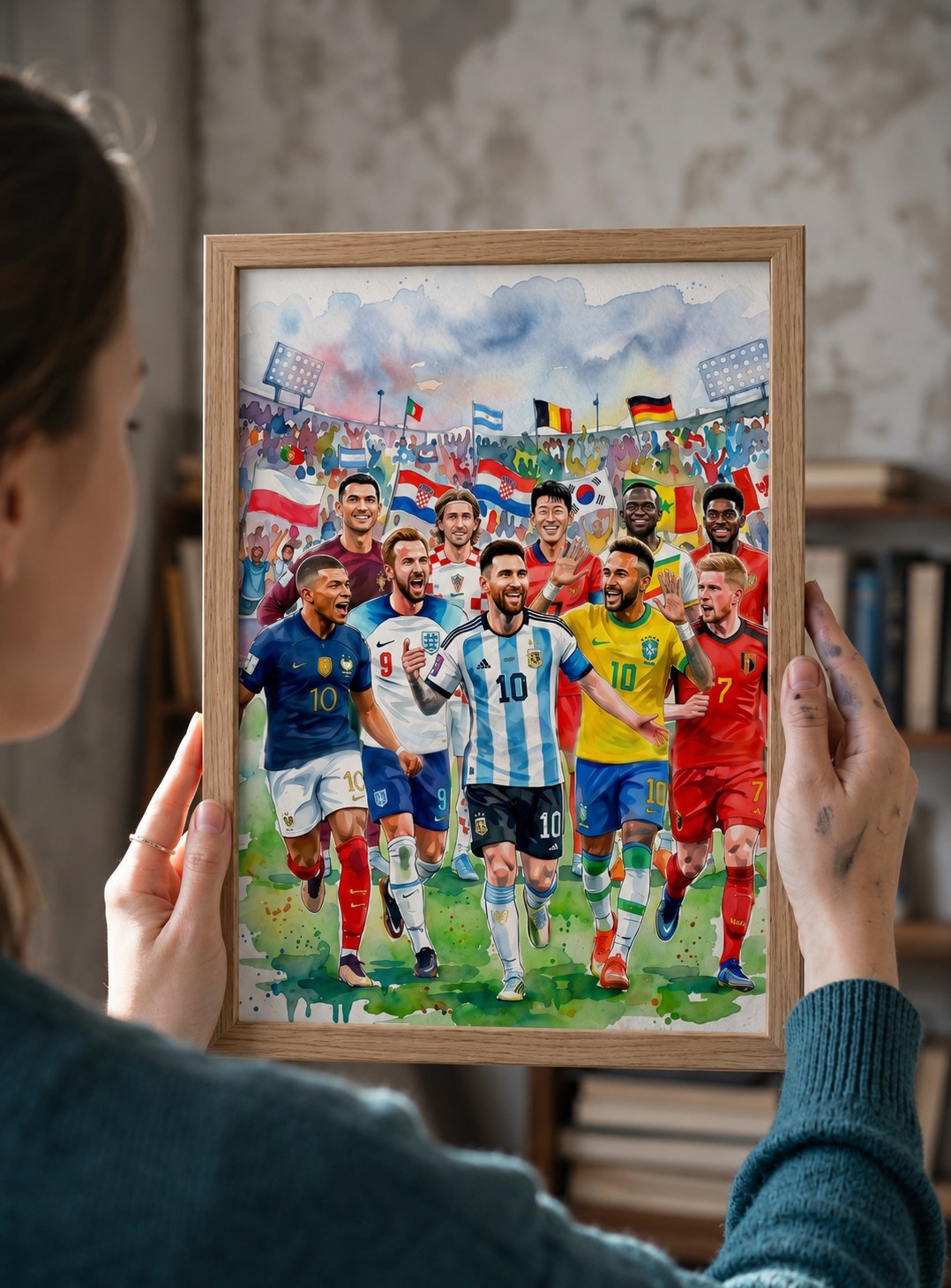 Hand Painted Football Fan Art, Personalized Soccer Gift, Team Supporter Keepsake