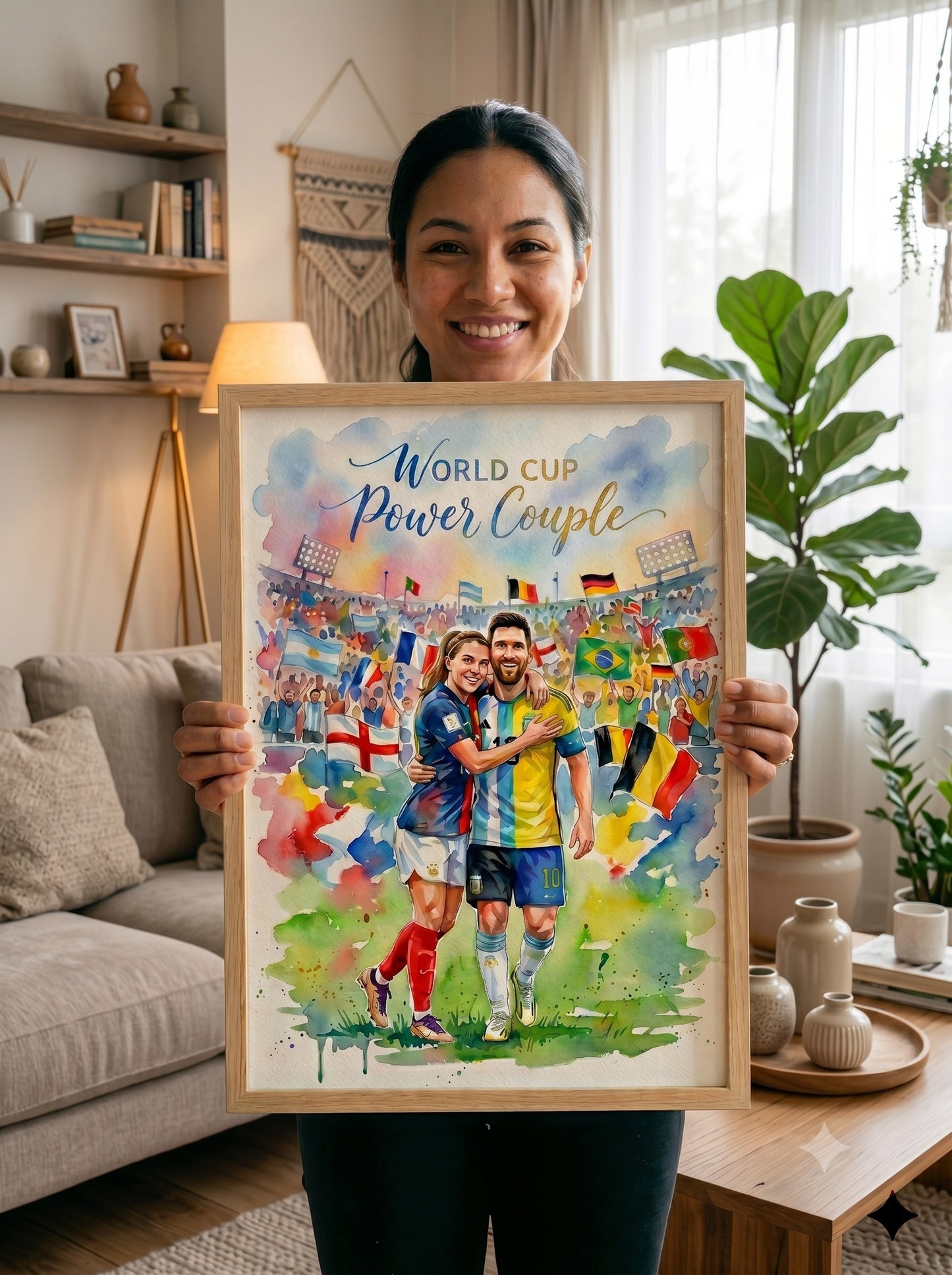 Hand Painted Football Fan Art, Personalized Soccer Gift, Team Supporter Keepsake