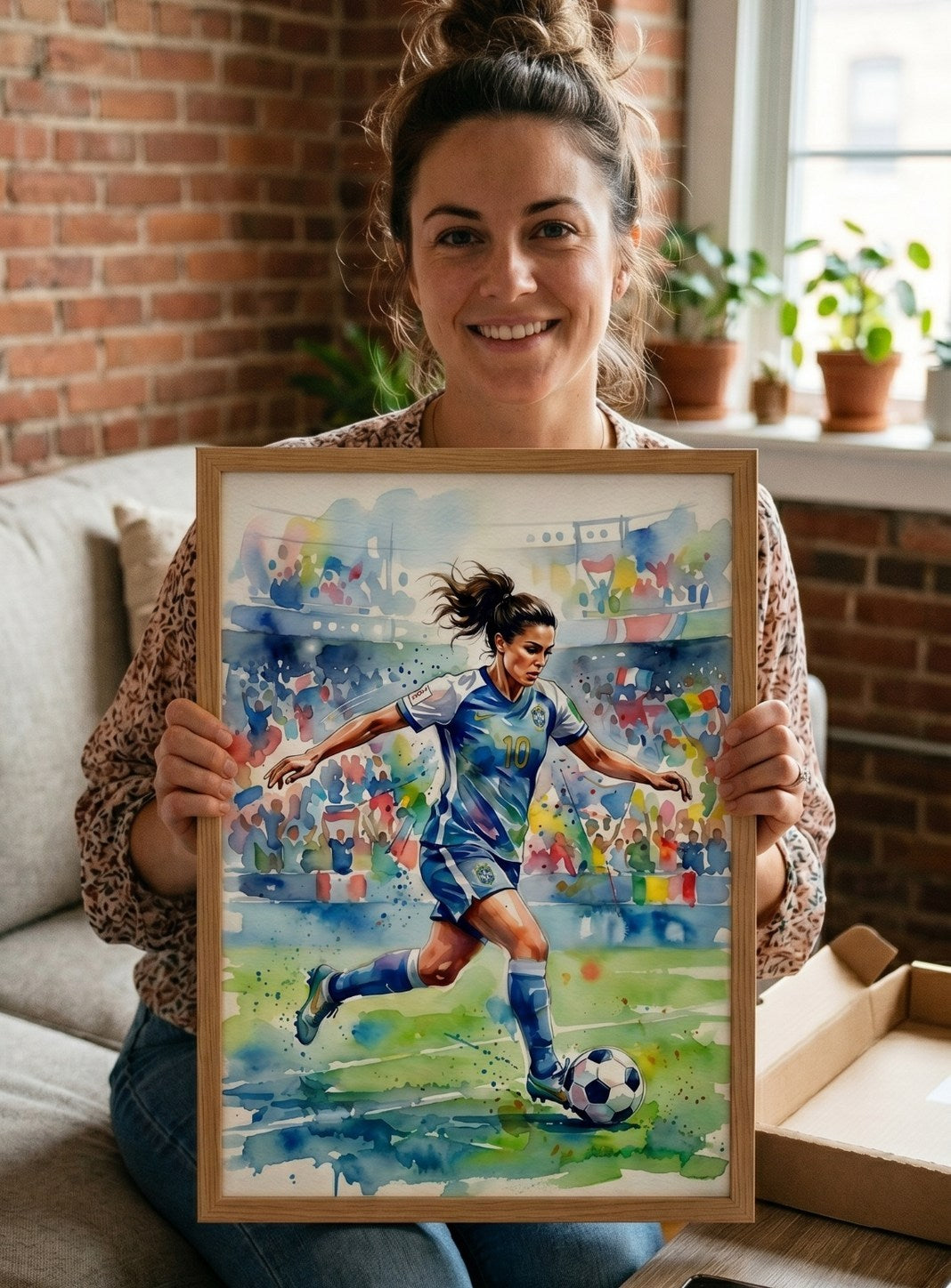Hand Painted Football Fan Art, Personalized Soccer Gift, Team Supporter Keepsake