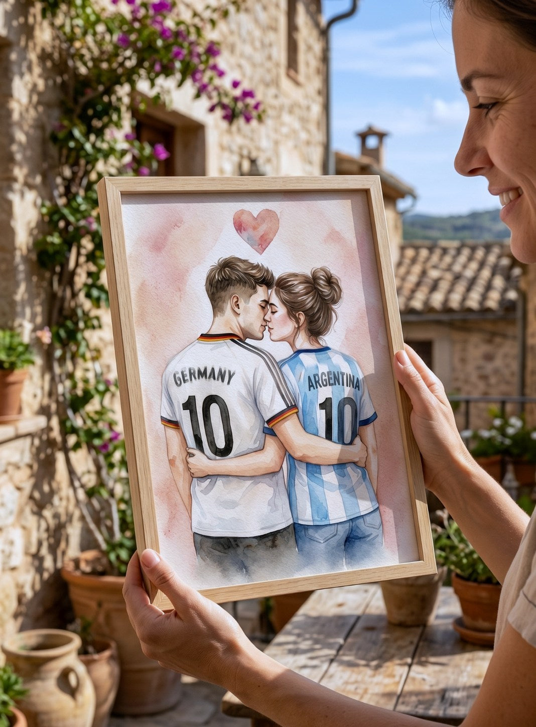 Hand Painted Football Fan Art, Personalized Soccer Gift, Team Supporter Keepsake