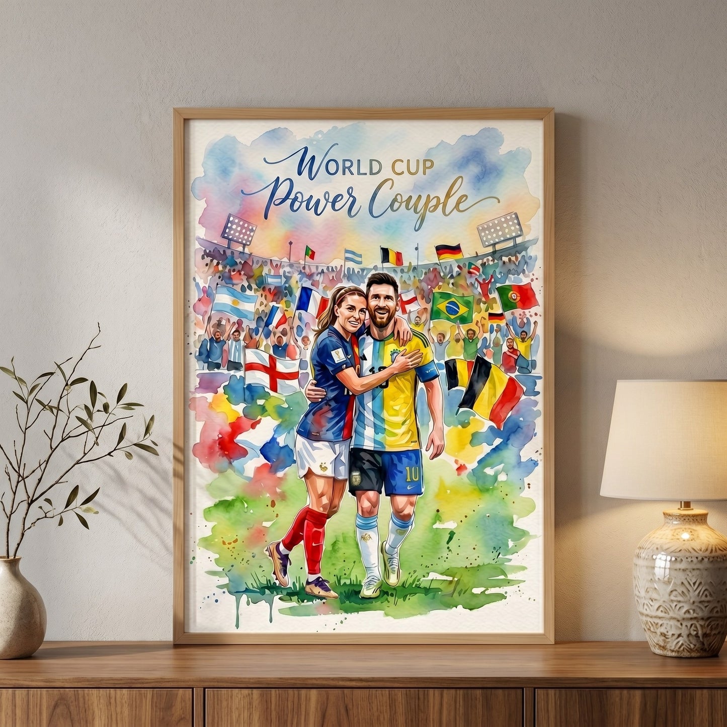 Hand Painted Football Fan Art, Personalized Soccer Gift, Team Supporter Keepsake