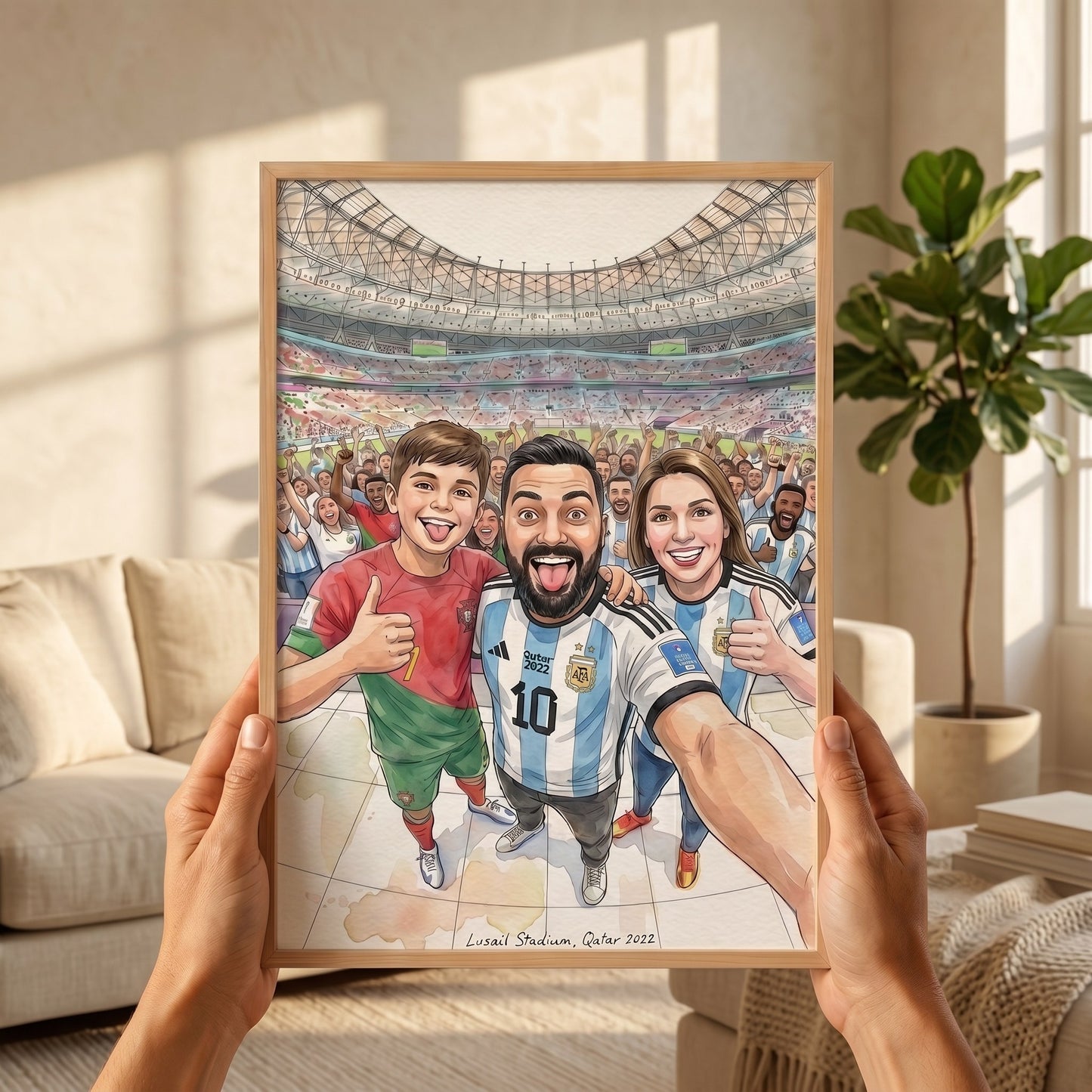 Hand Painted Football Fan Art, Personalized Soccer Gift, Team Supporter Keepsake