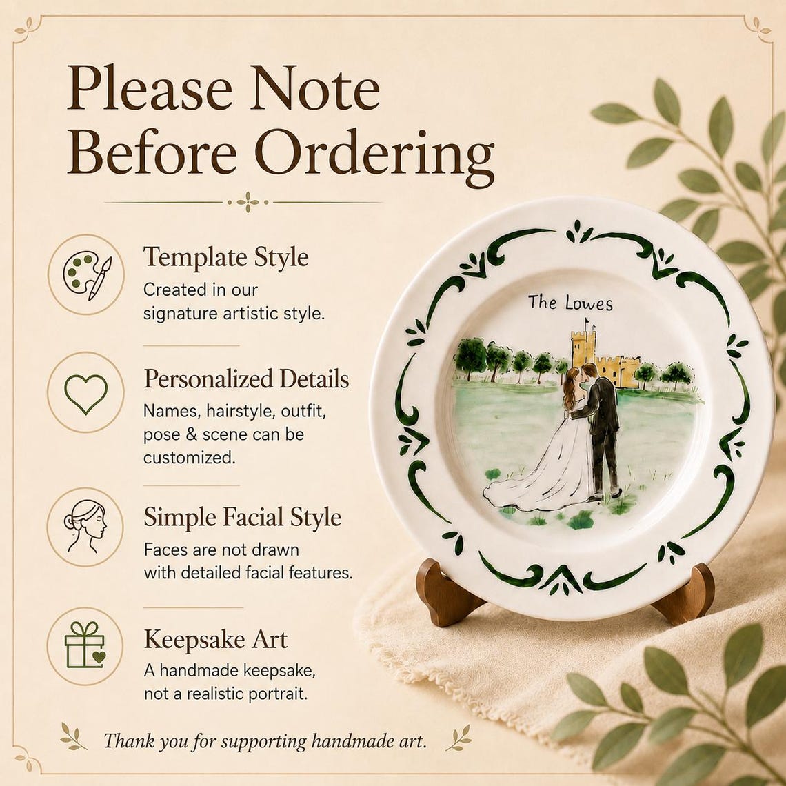 Custom Wedding Plate & Ring Dish Set