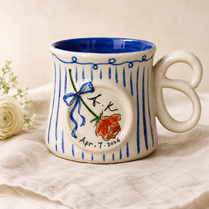 Personalized Initial Mug,Underglaze Ceramic Couple Gift