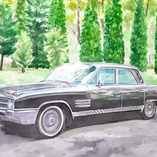 Custom Hand-Painted Car Watercolor Portrait