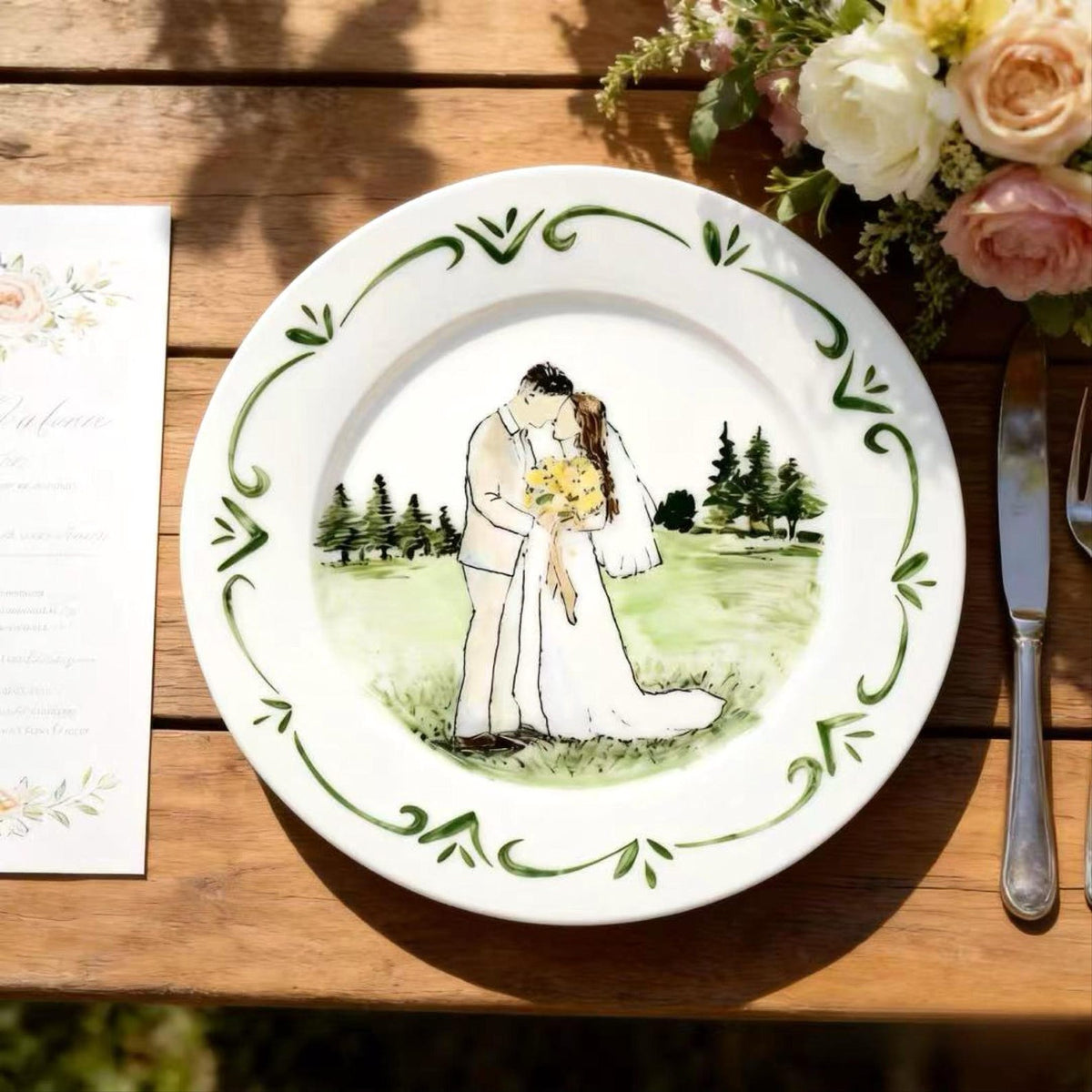 Custom Wedding Plate & Ring Dish Set