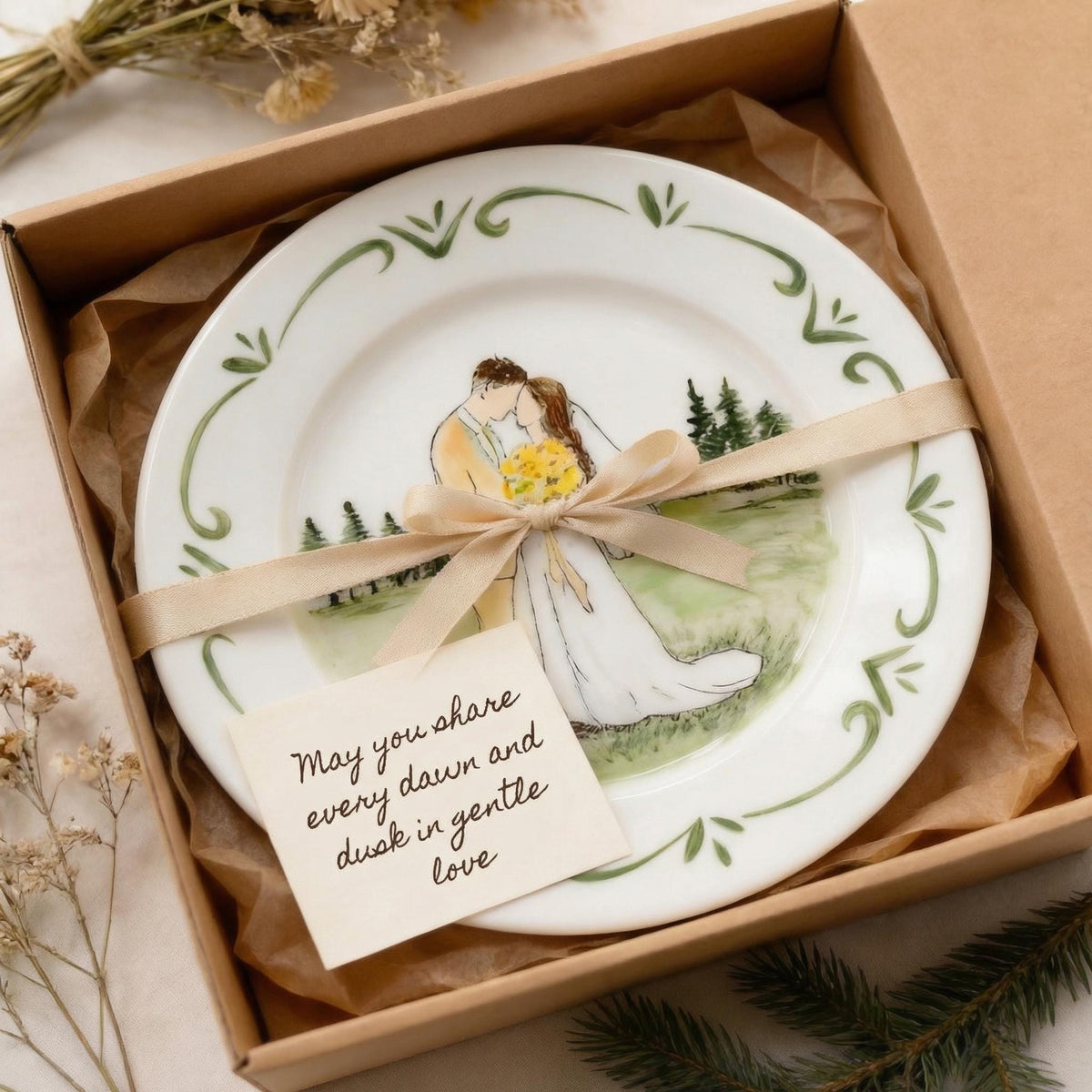 Custom Wedding Plate & Ring Dish Set