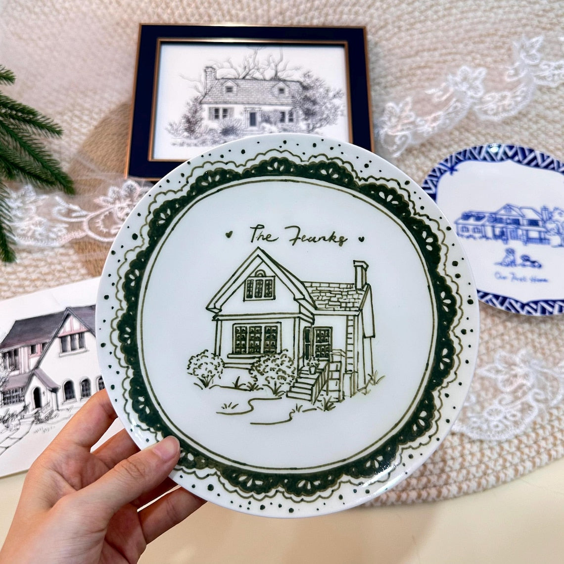 Custom Hand-Painted House Portrait Plate
