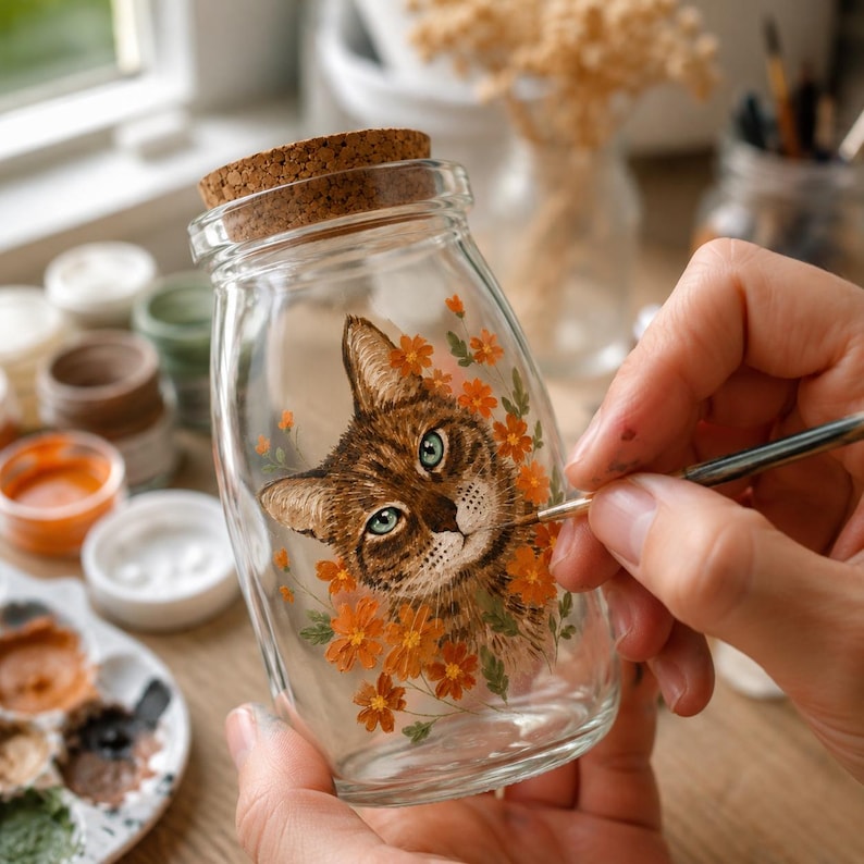 Custom Hand-Painted Pet Hair Keepsake Bottle