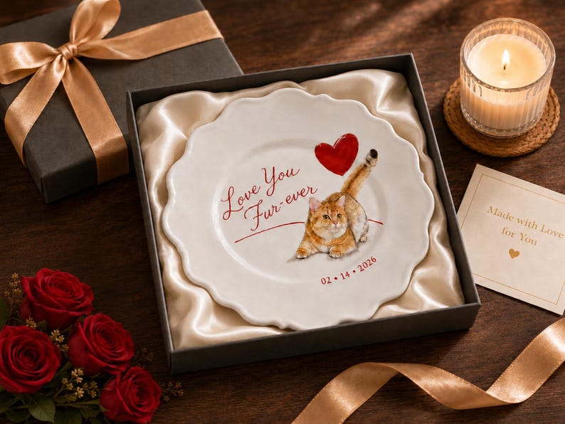 Custom Hand-Painted Pet Portrait Ceramic Plate