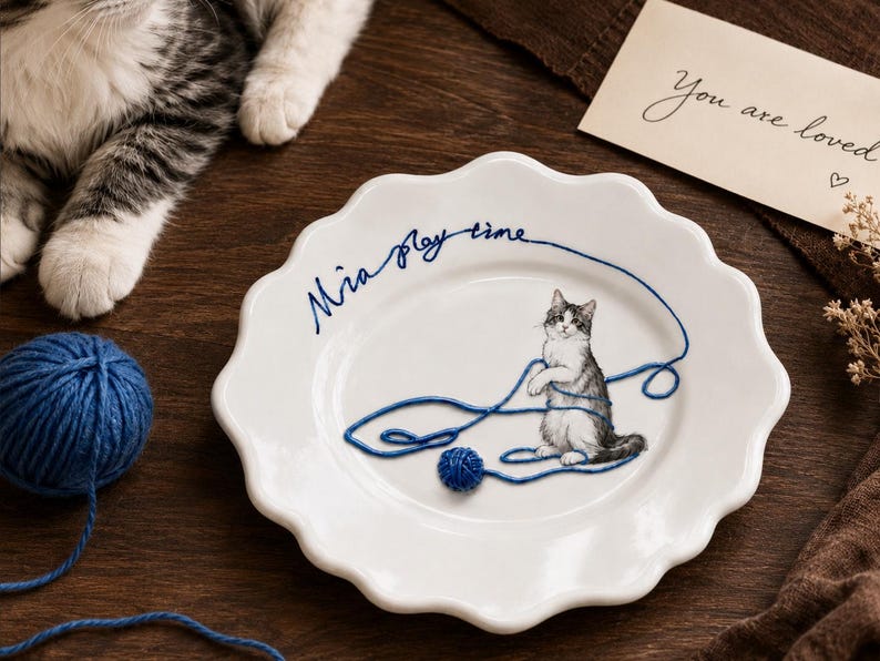 Custom Hand-Painted Pet Portrait Ceramic Plate