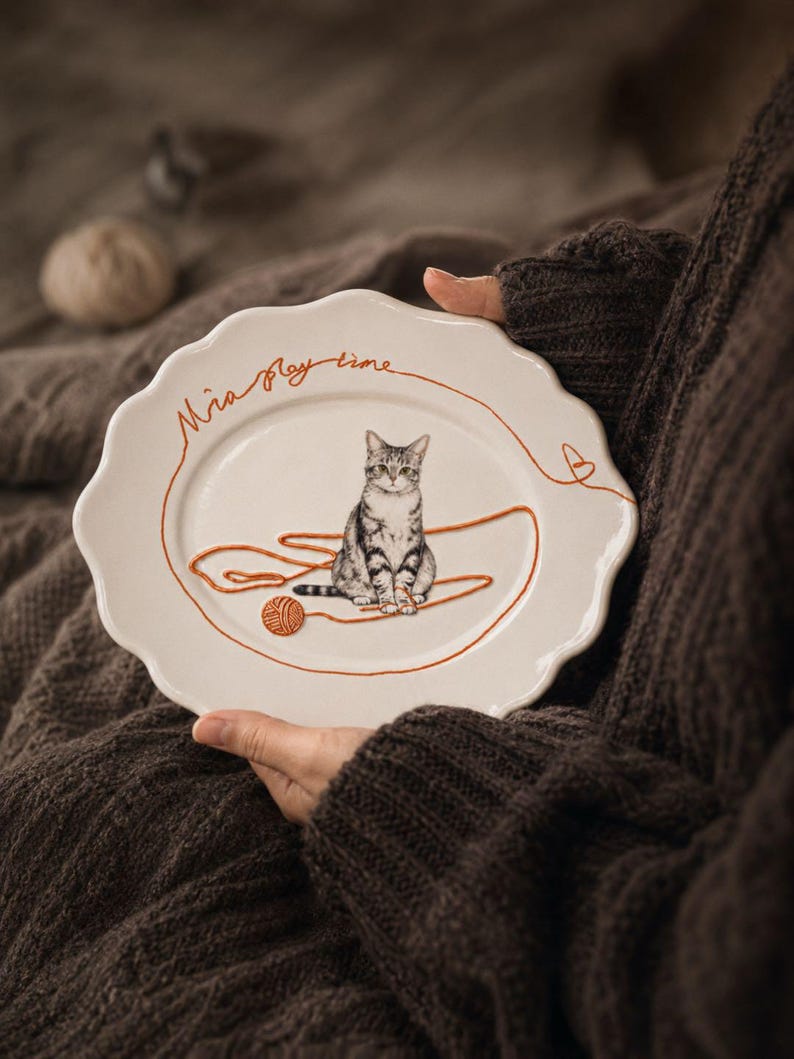 Custom Hand-Painted Pet Portrait Ceramic Plate