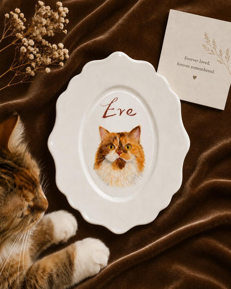 Custom Hand-Painted Pet Portrait Ceramic Plate