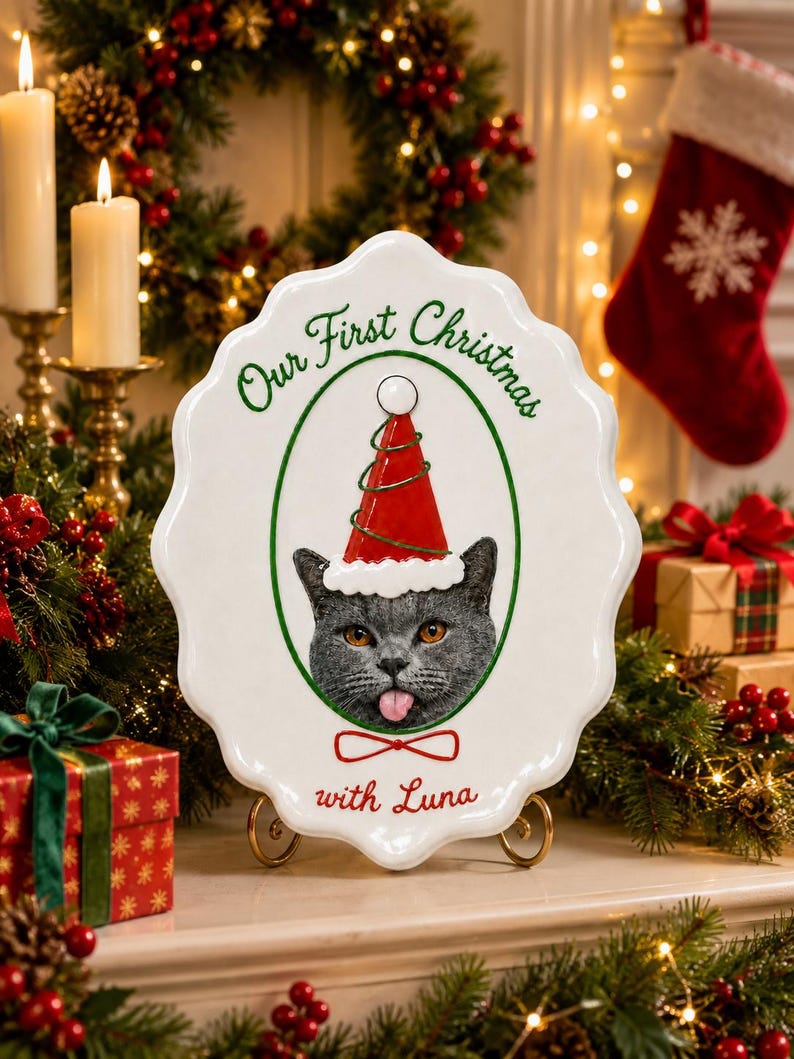Custom Hand-Painted Pet Portrait Ceramic Plate