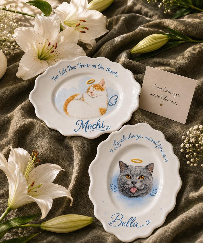 Custom Hand-Painted Pet Portrait Ceramic Plate