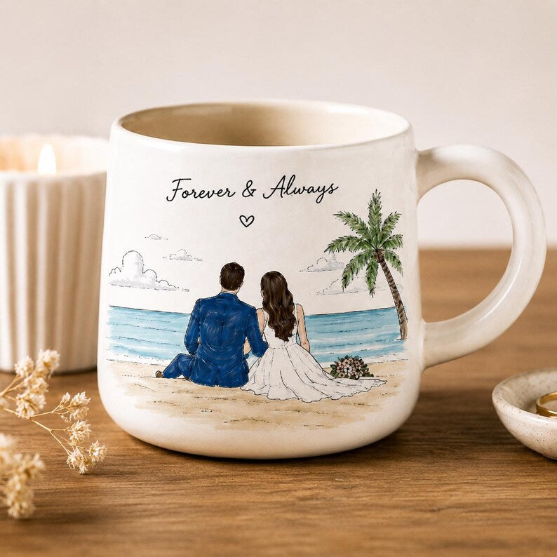 Custom Hand-Painted Wedding Portrait Mug