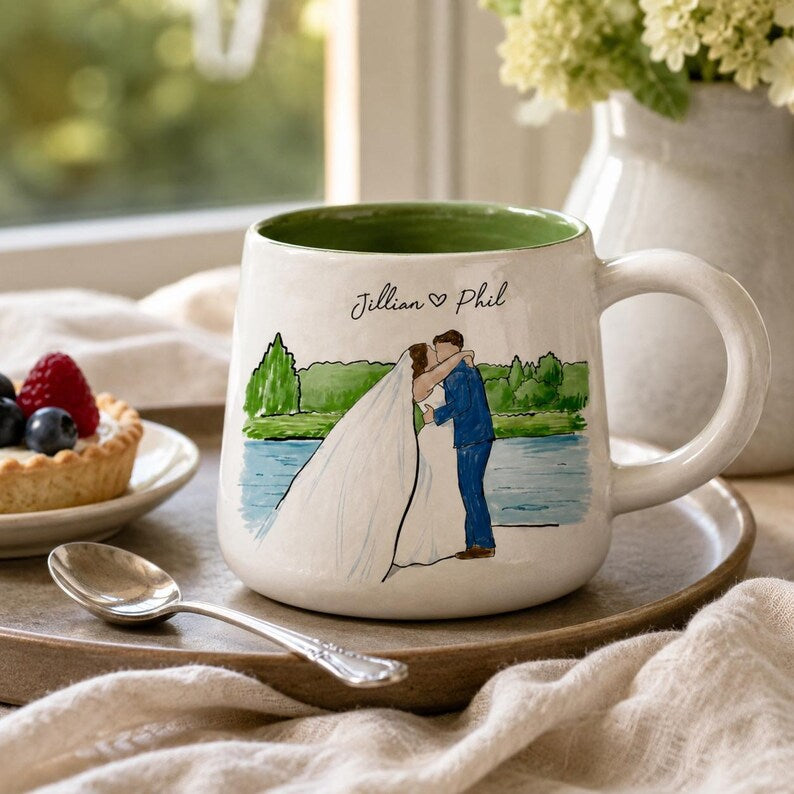 Custom Hand-Painted Wedding Portrait Mug