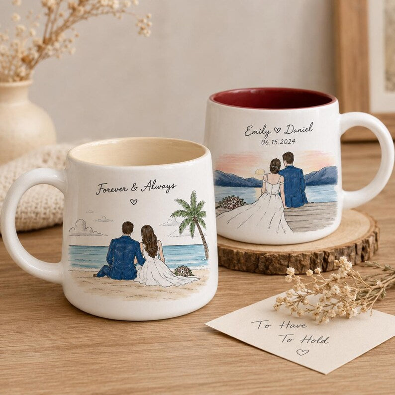 Custom Hand-Painted Wedding Portrait Mug