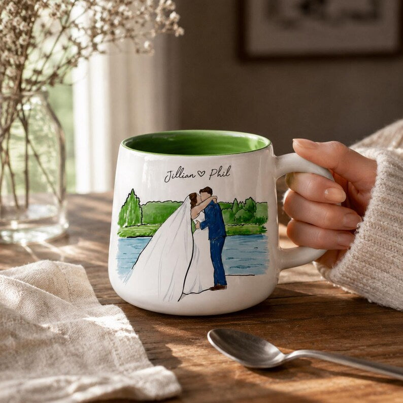 Custom Hand-Painted Wedding Portrait Mug