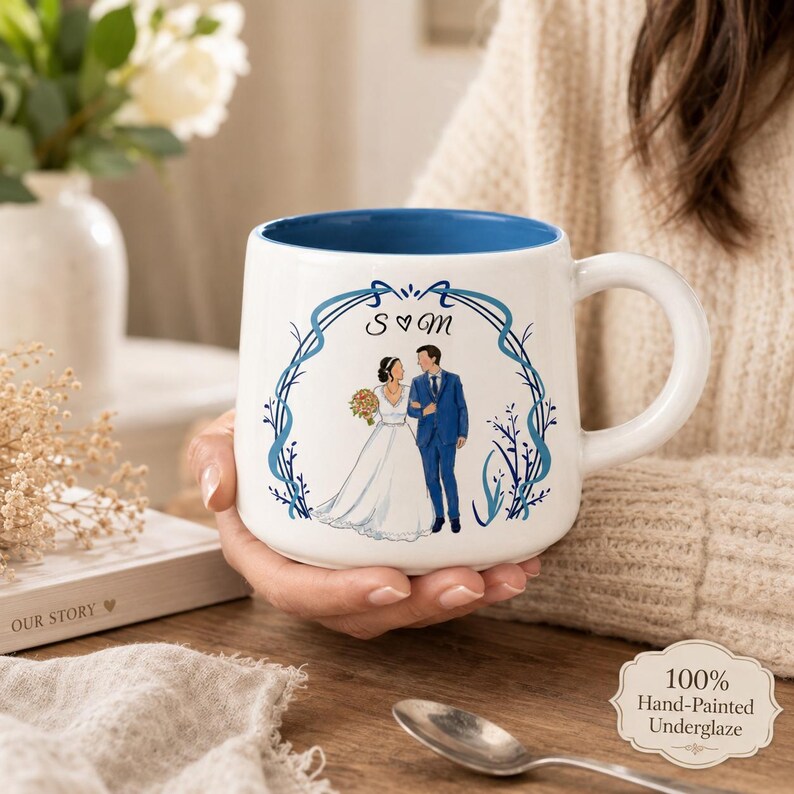 Custom Hand-Painted Wedding Portrait Mug