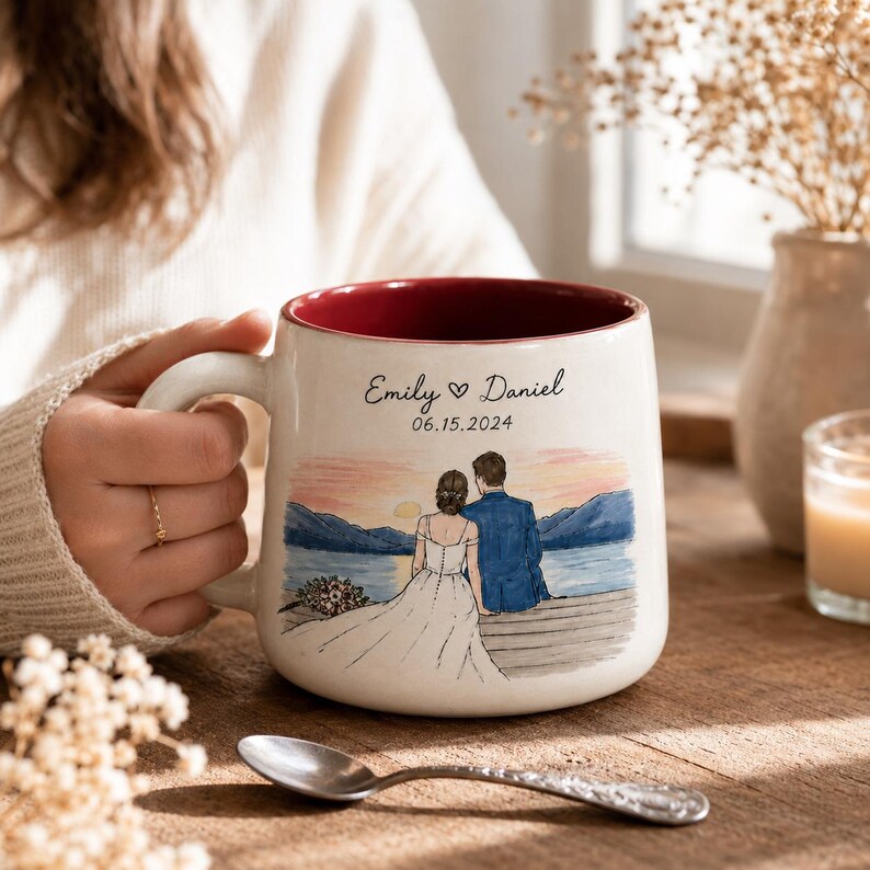 Custom Hand-Painted Wedding Portrait Mug