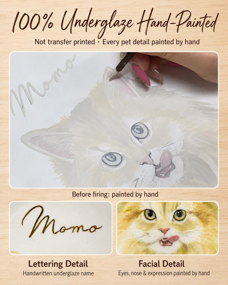 Personalized Pet Portrait Ceramic Plate – Hand-Painted Underglaze Art