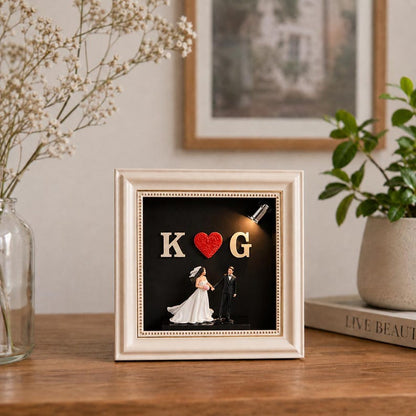 Personalized Wedding Shadow Box Frame – Custom Couple & Initials Keepsake