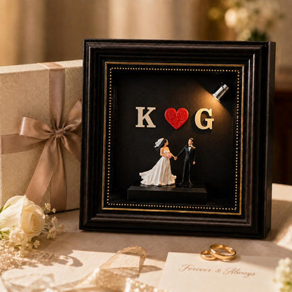 Personalized Wedding Shadow Box Frame – Custom Couple & Initials Keepsake