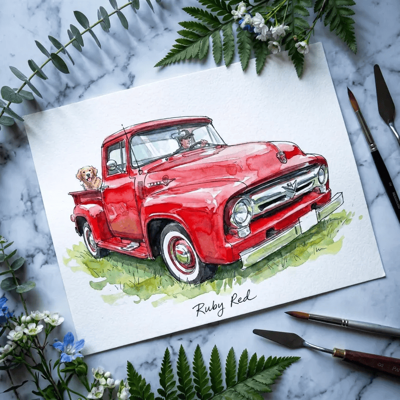 Custom Car Watercolor Portrait - Watercolor Art by PaintMySoul