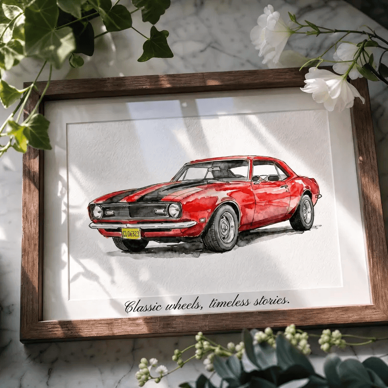 Custom Car Watercolor Portrait - Watercolor Art by PaintMySoul