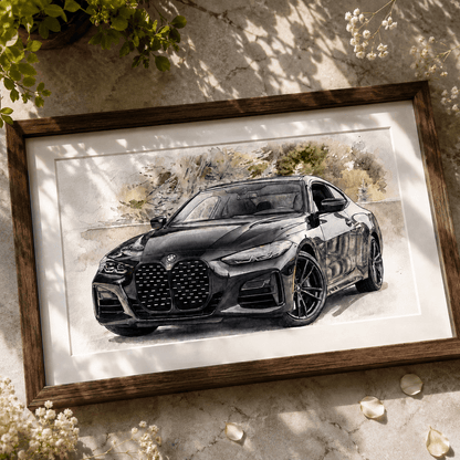 Custom Car Watercolor Portrait - Watercolor Art by PaintMySoul