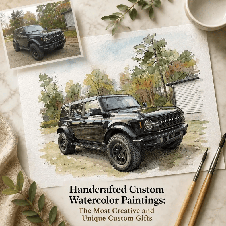 Custom Car Watercolor Portrait - Watercolor Art by PaintMySoul