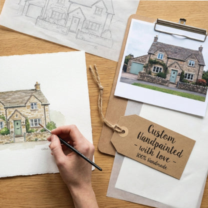 Custom Home & Family Watercolor Portrait | Watercolor Art by PaintMySoul