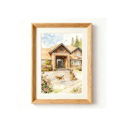 Custom Home & Family Watercolor Portrait | Watercolor Art by PaintMySoul