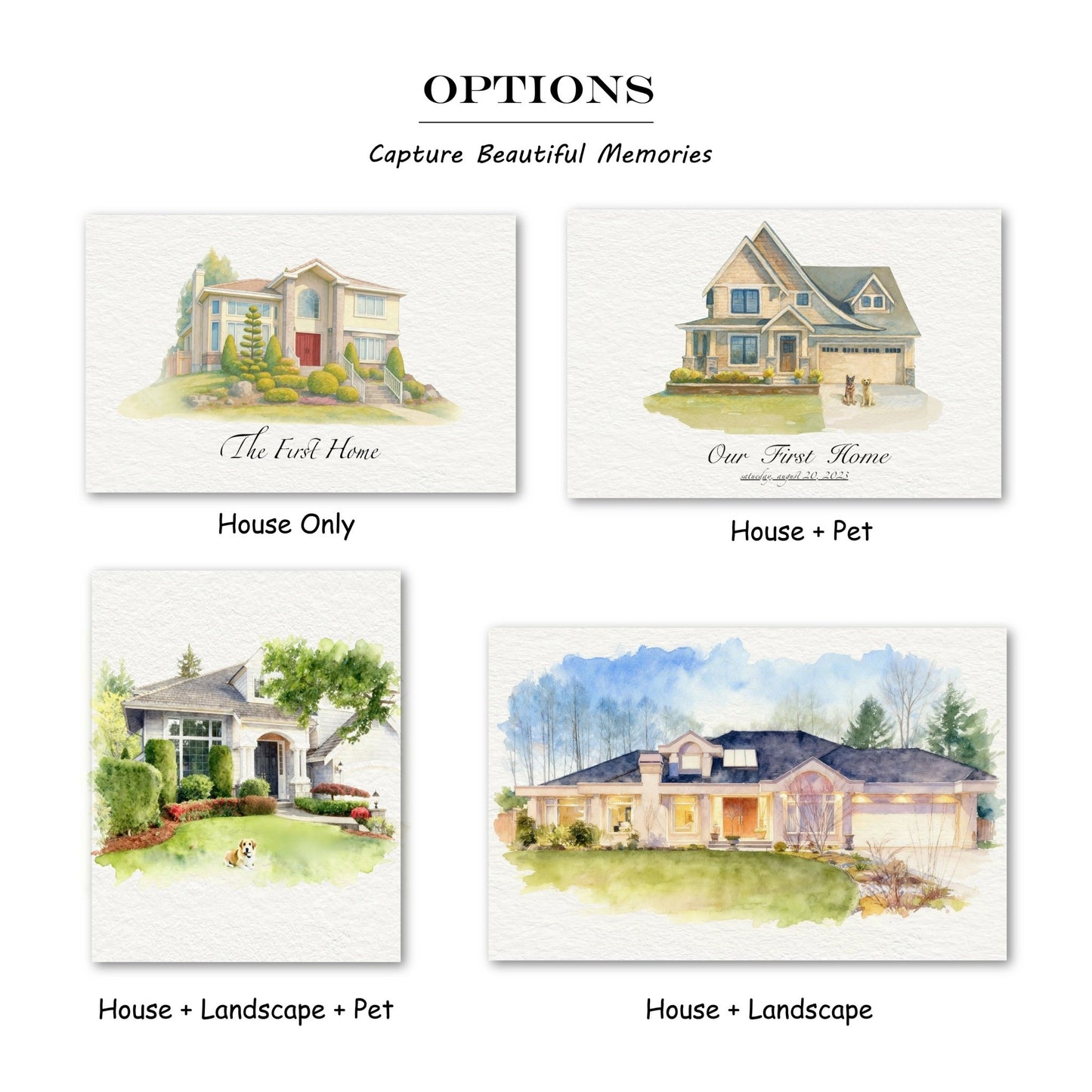 Custom Home & Family Watercolor Portrait | Watercolor Art by PaintMySoul