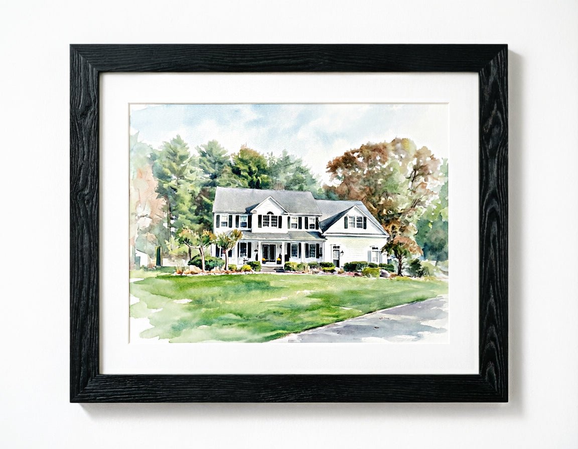 Custom Home & Family Watercolor Portrait | Watercolor Art by PaintMySoul